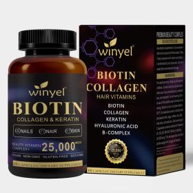 Biotin  Collagen  Hyaluronic Acid  Keratin - Support Normal Hair Growth Cycle - Skin & Nails - 25000mcg Vitamins B1, B2, B3, B6 & B7 - For Women